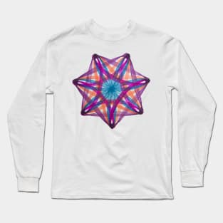 Spirograph Seven-Point Purple Orange Blue Pink Pattern Long Sleeve T-Shirt